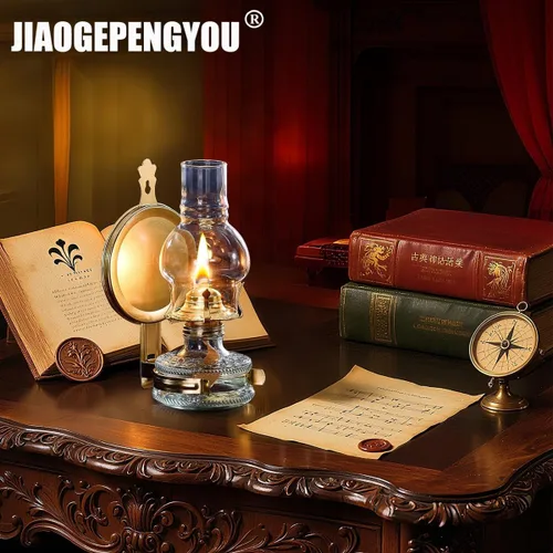 Miniatura 6 de Lámpara de aceite de repuesto para chimenea, base de 3 pulgadas x 6.4 pulgadas de alto, globo de lámpara de aceite de vidrio transparente, cubierta