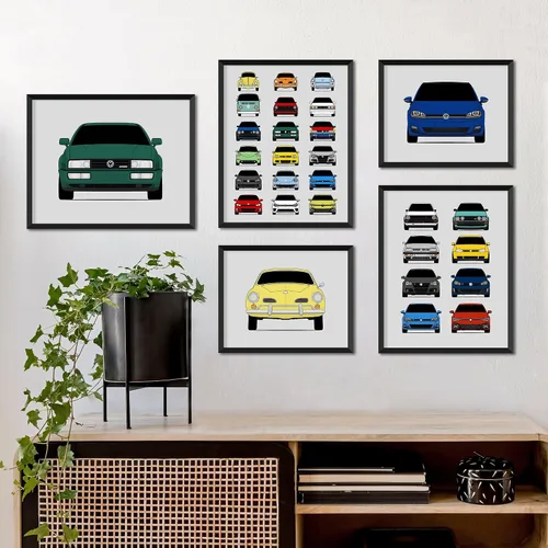 Miniatura 5 de Custom Car Posters Póster hecho a mano compatible con Volkswagen Golf GTI MK4 R32 (1998-2003) de 4ª generación, decoración de arte de pared