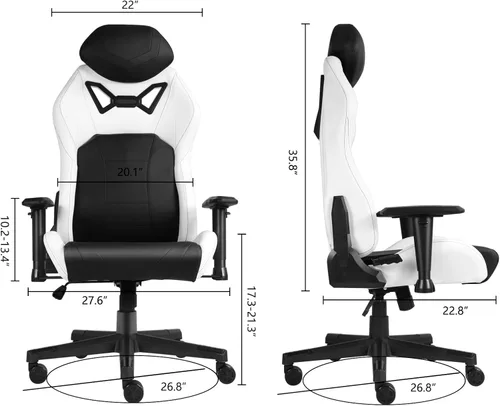 Miniatura 3 de Modern-Depo Sillas ergonómicas para juegos para adultos con espuma viscoelástica de alta densidad Silla de oficina cómoda giratoria, silla