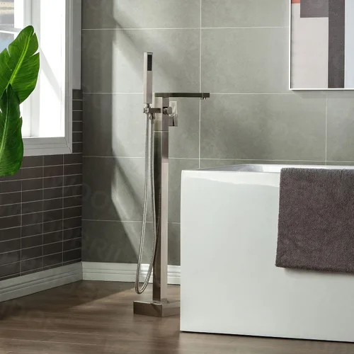 Miniatura 12 de WOODBRIDGE F0008BG - Grifo de llenado de bañera independiente de una sola manija contemporánea con ducha de mano en acabado dorado cepillado