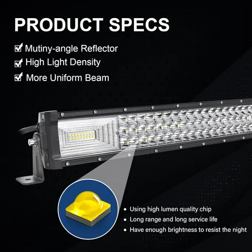 Miniatura 4 de RIGIDON - Barra de luz LED curva de 22 pulgadas, 270 W, triple fila, combo de inundación y foco, 27000 lm, barra de luz impermeable para conducir