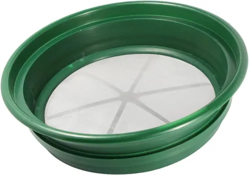 SE Bandeja Clasificadora Apilable para Prospección de Oro de 13.25 Pulgadas de Ancho - Tamiz con Malla de Acero Inoxidable de 1/100 Pulgadas, Verde