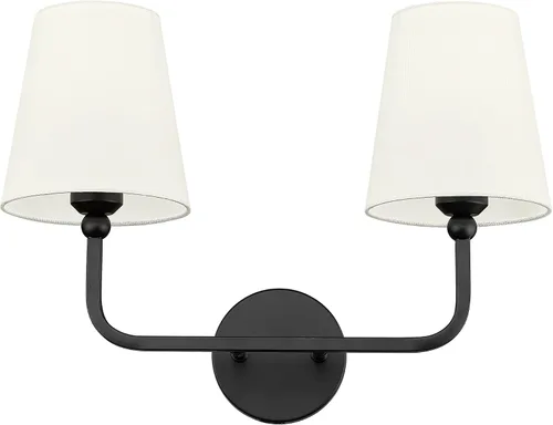 Miniatura 21 de VL837-BG-RA-2 - Lámparas de baño de 2 luces, luces de ratán dorado cepillado, aplique de doble pared con pantalla tejida a mano acampanada, apliques