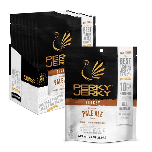 Miniatura 10 de Perky Jerky Variedad de carne seca de pavo, 2.2 onzas (paquete de 5) – Bajo en sodio – 7-10g de proteína por porción – Bajo en grasa – 100%