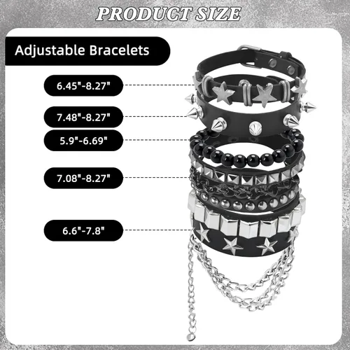 Miniatura 6 de ZLFSRQ Pulseras Emo Punk Rock Studded Pulsera para Mujeres Hombres Gótica Cuero Spiked Pulseras Emo Accesorios de Joyería