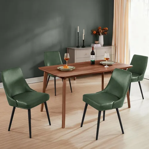 Miniatura 19 de kinmars Juego de 2 sillas de comedor tapizadas modernas con cojín de asiento grueso y respaldo curvo, silla de comedor de tela para cocina, comedor