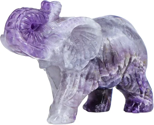 Estatua de elefante de cristal de amatista de 2.5 pulgadas, escultura de elefante, escultura de elefante, piedra preciosa tallada a mano, curación,