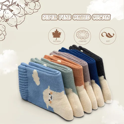 Miniatura 10 de Aisyee Calcetines de algodón para niños, calcetines sin costuras para niños, calcetines coloridos de cuarto de punto, paquete de 6