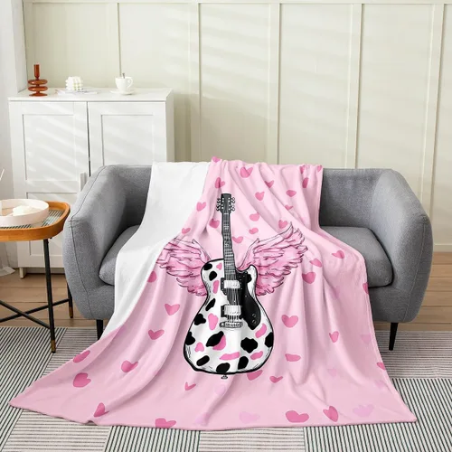 Miniatura 17 de Castle Fairy Manta de forro polar con botas de vaquero, manta de guitarra musical bohemia para niños y niños, manta de vaquera rústica occidental