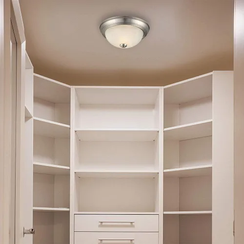 Miniatura 3 de Design House Paquete de 2 lámparas de techo empotradas, accesorio tradicional de 2 luces, níquel satinado con vidrio de alabastro, regulable