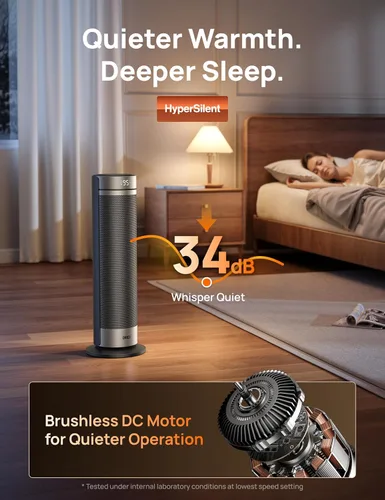 Miniatura 6 de Dreo Calentador Ambiental para Habitación Grande, Calentadores Eléctricos de 23 Pulgadas para Uso en Interiores, Torre de 8 Protecciones Seguras