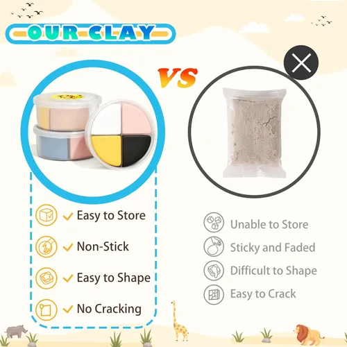 Miniatura 4 de Kits de arcilla seca al aire – 12 cajas de arcilla mágica de modelado para niños, juego de manualidades de arcilla para moldear temática