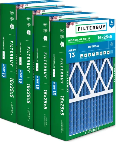 Miniatura 17 de Filterbuy Filtro de aire 10x17x2 MERV 13 Defensa Óptima contra Humo y Alergias (Paquete de 4), Filtros Exteriores Plisados Electrostáticos