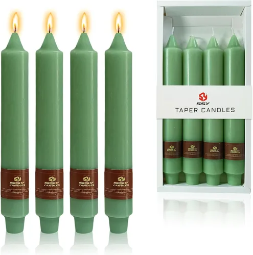 Miniatura 98 de Candelabros cortos de 5 pulgadas con velas cónicas verde oscuro, 4 piezas para cena, hogar, boda, fiesta, decoración