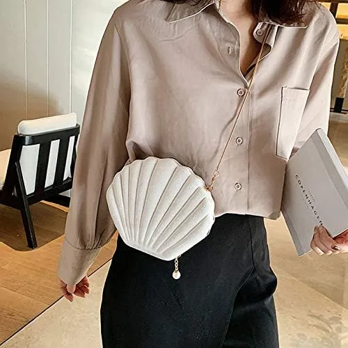Miniatura 3 de Bolso de noche de concha de mar para mujer, bolso de hombro con correa de cadena de sirena, bolso de mano