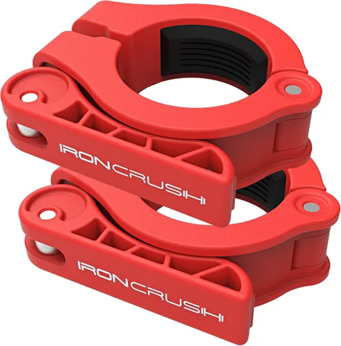 Miniatura 7 de Iron Crush Pinzas olímpicas para barra – Abrazaderas de gimnasio ajustables y delgadas para máxima capacidad de peso – Cerraduras de barra de Negro