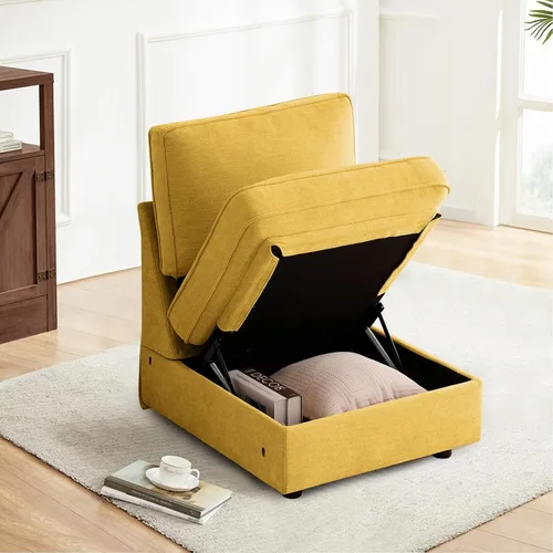 Miniatura 35 de TEKAMON Sofá Modular de 100" con Almacenamiento en los Asientos, Cómodo Sofá de Tela Chenilla de 3 Plazas para Sala de Estar, Oficina, Apartamento