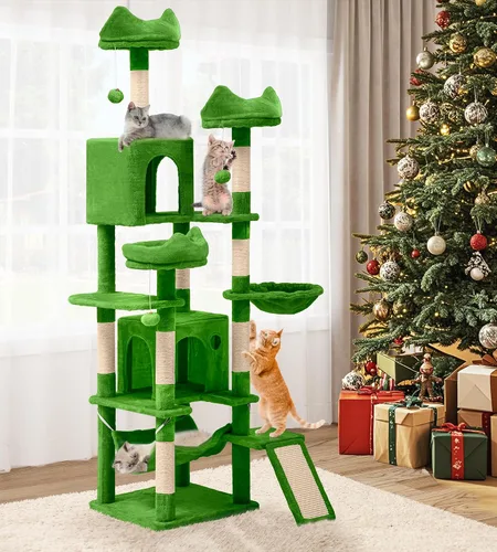 Miniatura 8 de YITAHOME - Torre de árbol para gatos de 70.8 pulgadas para gatos de interior: condominio de casa de juegos para mascotas de varios niveles, muebles
