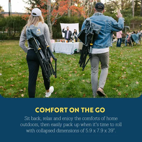Miniatura 5 de GCI Outdoor Kickback - Mecedora de camping plegable portátil Mecedora plegable con reposabrazos duraderos, portavasos y asiento relajado más bajo