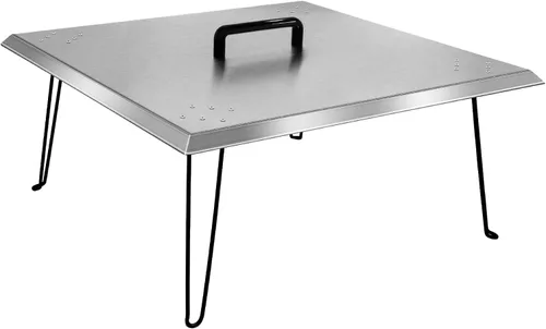 Miniatura 10 de Cubierta para quemador de fogata de 21 x 21 pulgadas, acero inoxidable 430 de 1.5mm de espesor, tapa cuadrada para fogata, se ajusta a chimeneas