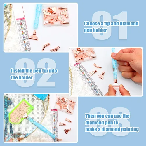 Miniatura 3 de ZYNERY Kit de 30 bolígrafos de pintura de diamante, 13 puntas de acero inoxidable para accesorios de pintura de diamantes con 12 arcilla, bolígrafos
