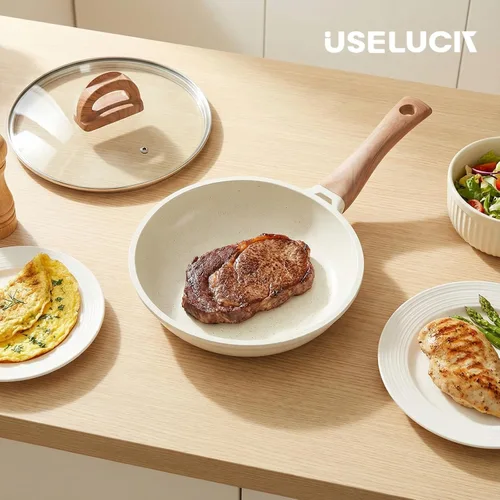 Miniatura 6 de UESLUCK - Sartén antiadherente creativa de 8 pulgadas con tapa, pequeña sartén creativa con tapa, sartén para huevos antiadherente con mango