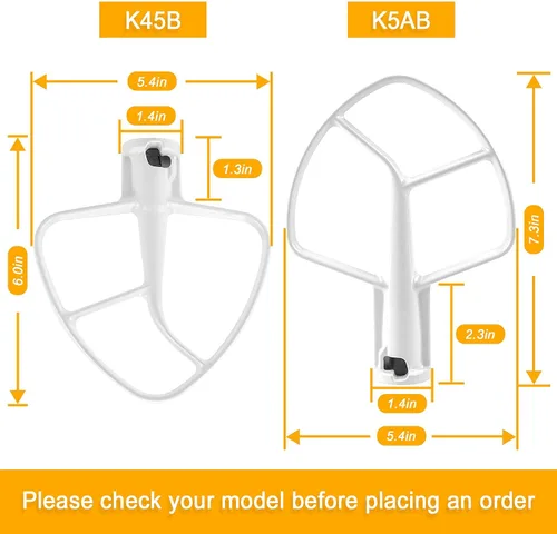 Miniatura 5 de Batidor Plano Recubierto K5AB K5SS Kitchen Mixer Aid de AMI PARTS para Mezcladora de 5 Qt con Tazón de Acero Inoxidable Compatible con Modelos KSM50