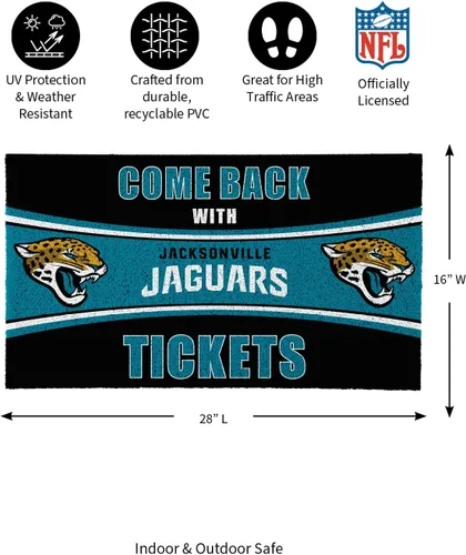 Miniatura 3 de Team Sports America NFL Jacksonville Jaguars Entrada interior y exterior 28 x 16 pulgadas Parte trasera antideslizante Tapetes de bienvenida