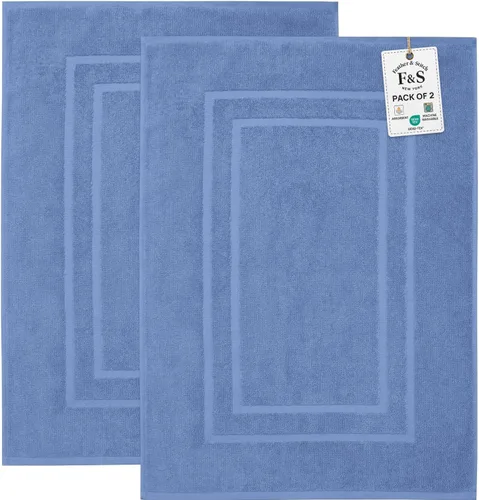 Miniatura 24 de Feather & Stitch - 2 tapetes de baño tipo toalla (30 x 21 pulgadas), tapetes de baño de rizo 100% algodón, tapetes para el suelo de la ducha