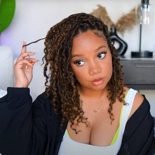 Miniatura 42 de Goddess Locs - Cabello de ganchillo de 8 pulgadas, 6 paquetes de rastas sintéticas de cabello de ganchillo para mujeres negras, cabello suave 1b