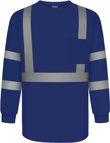 Miniatura 9 de TCCFCCT Camisetas de manga larga de alta visibilidad para hombres y mujeres - Clase 3 Hi Vis, camisas de trabajo de seguridad reflectantes con fondo