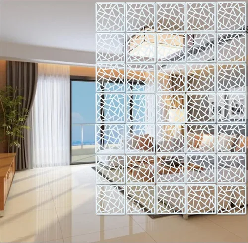 Miniatura 3 de Divisor blanco para colgar habitaciones, 12 piezas de paneles de madera y plástico para bricolaje, divisores de pared para decoración de habitación