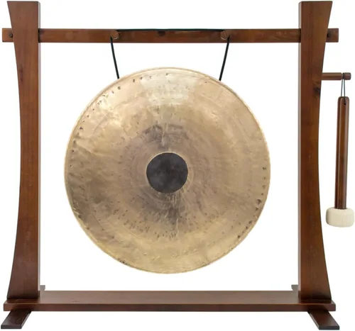 Gongs Unlimited de 20" a 22" en soporte de guía espiritual - Incluye gong, mazo y soporte/Ideal para oficina y hogar/Estilo tradicional