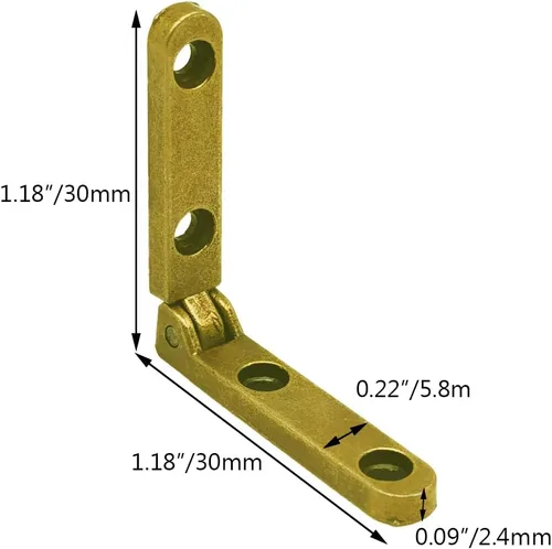 Miniatura 2 de Mini bisagras para caja de madera, joyero, caja dorada de 90 grados, bisagra de joyero con tornillos, paquete de 12 unidades, bronce
