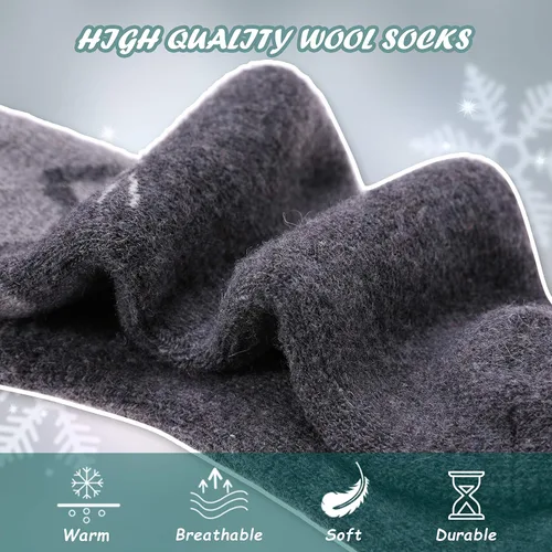 Miniatura 6 de DYW Calcetines de senderismo de lana merina para niños y niñas, cálidos, gruesos, térmicos, suaves, acogedores, calcetines para botas, 6 pares