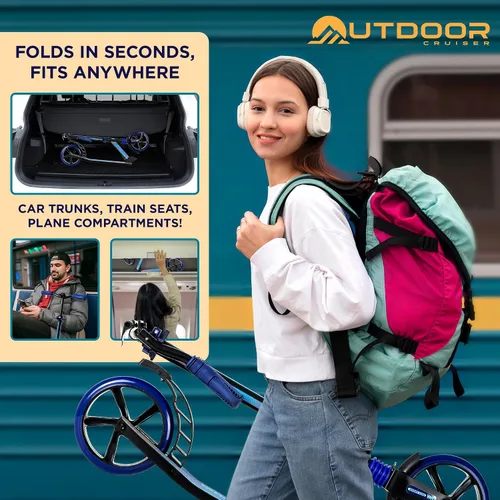 Miniatura 7 de Outdoor Cruiser Patinete para edades de 6+, para niños, adolescentes y adultos, carga máxima 250 LBS, plegable, ruedas grandes de 8 pulgadas, doble