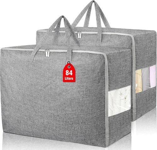 Miniatura 11 de Bolsas de almacenamiento extra grandes de 105 litros, plegables para manta de edredón, organizadores de armario y contenedores de almacenamiento