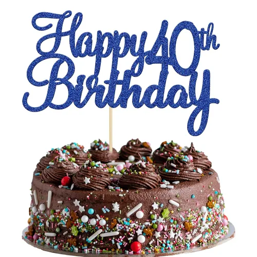 Miniatura 14 de Gyufise 1 decoración para pastel de cumpleaños número 10 con purpurina azul para tarta de 10 años de edad, decoraciones fabulosas para tartas