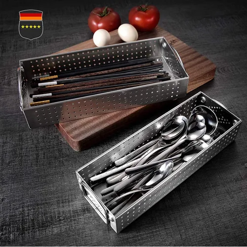 Miniatura 4 de Organizador grande de cubiertos para cajones, organizador de utensilios de malla de acero inoxidable 304 para cajones de cocina, bandeja