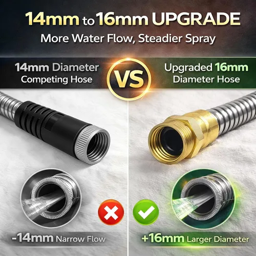 Miniatura 4 de Manguera corta de metal para jardín de 3 pies – Manguera de agua de acero inoxidable 304, extensión de manguera flexible, extensor de manguera
