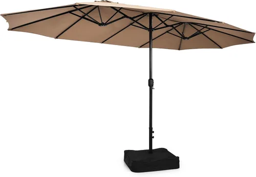 Miniatura 13 de Tangkula Sombrilla de patio de doble cara de 13 pies, sombrilla de mesa doble extragrande con manivela, base de paraguas, cerradura de seguridad