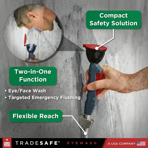 Miniatura 3 de TRADESAFE Estación de lavado de ojos de mano aprobada por la OSHA, estación de lavado de ojos de emergencia, estación de lavado de ojos con manguera