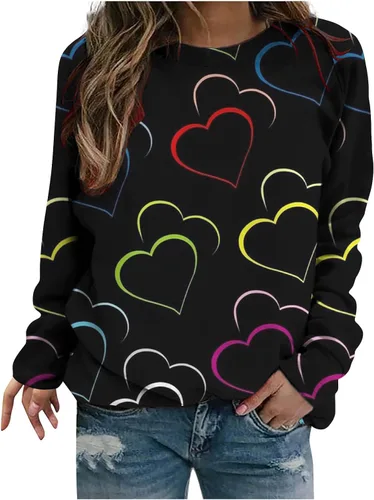 Miniatura 71 de Sudadera de manga larga con estampado de leopardo y corazón para mujer, para el día de San Valentín, sin botones, para niñas, regalos