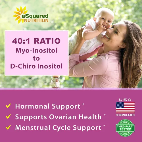 Miniatura 6 de aSquared Nutrition Suplemento de mio-inositol y D-Chiro inositol - 180 cápsulas - Más vitamina D3 y zinc - Proporción de mio y D-Chiro inositol 40 a