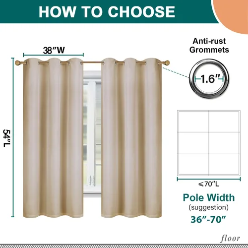 Miniatura 5 de Diraysid Cortinas 100% opacas de lino beige para dormitorio, con ojales, aislamiento térmico, cortinas de oscurecimiento de habitación