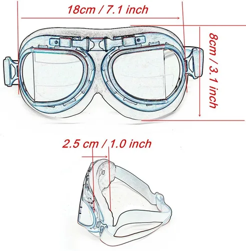 Miniatura 4 de Gafas Vintage para Motocicleta Antivaho y Antiimpacto Protección UV Gafas de Aviador Piloto, Adulto Carreras Voladores Equitación Arena y Polvo