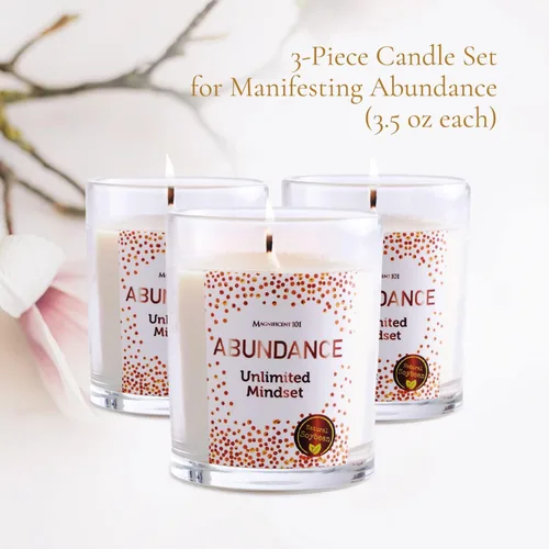 Miniatura 3 de MAGNIFICENT 101 Abundance Mindset - Juego de velas para manchas – 3.5 onzas cada uno (paquete de 3) – Abundance Unlimited Mindset – 42 horas