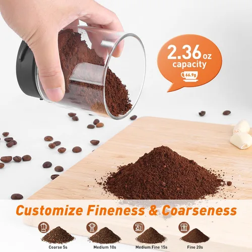 Miniatura 8 de Secura Molinillo de café eléctrico, molinillo de especias, cuencos de vidrio dobles para molienda húmeda y seca
