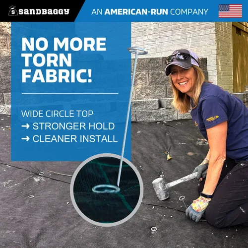 Miniatura 3 de Sandbaggy Estacas circulares de 30.5 cm - Alfileres de paisaje (galvanizados) - Estacas de jardín para paisajismo, césped artificial - Estacas