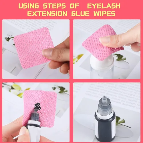 Miniatura 6 de Maitys 1000 toallitas para extensiones de pestañas, limpiador de pegamento de pestañas, toallitas de tela no tejida, suministros de pestañas, Rojo